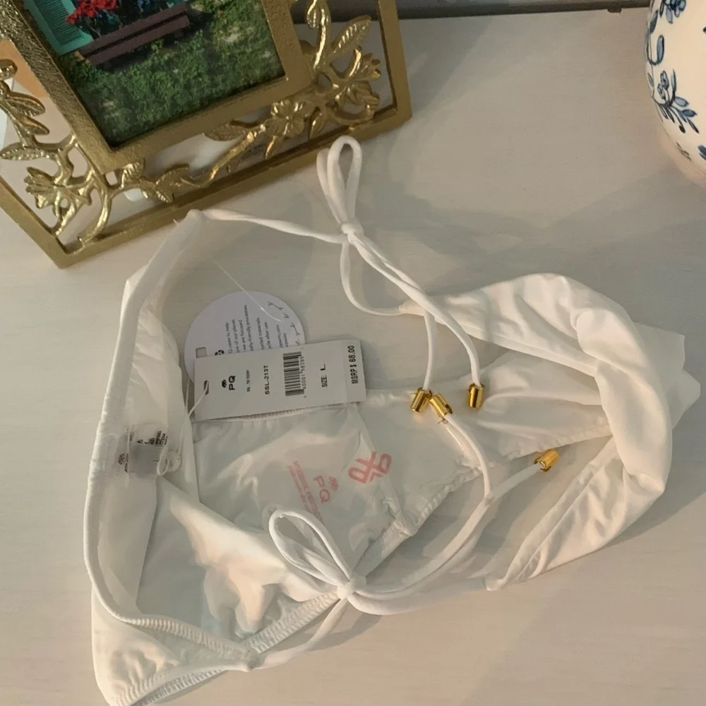 NWT Pilyq‎ White Teeny Tie Bikini Bottoms